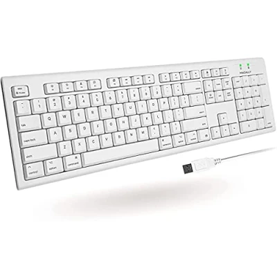 Image of Macally Full Size USB Wired Keyboard for Mac Mini/Pro, iMac Desktop Computer, MacBook Pro/Air w/ 16 Compatible Apple Shortcuts, Extended with Number Keypad, Rubber Domed Keycaps Spill Proof
