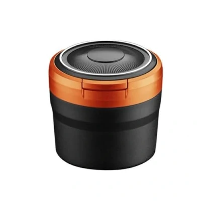 Image of MUGONGWEI Car Ashtray, for Audi A1 2018 2023 Portable Smokeless Self Extinguishing Ash Tray LED,Light with Flip Lid Easy Clean Up Detachable Ashtray,Orange