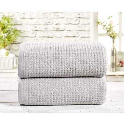 Image of Rapport Home Two Piece Waffle Towel Set 480gsm, Cotton, Storm, 2pc Bale
