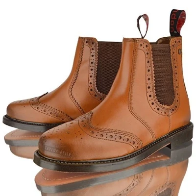 Image of MENS REAL LEATHER CHELSEA DEALER BROGUE BLACK TAN SOLE ANKLE BOOTS SHOES (7, TAN)