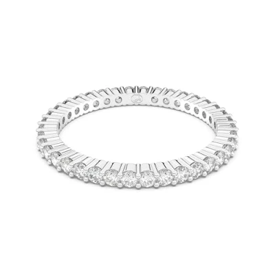 Image of Swarovski Matrix Vittore ring, Round cut, White, Silver tone finish
