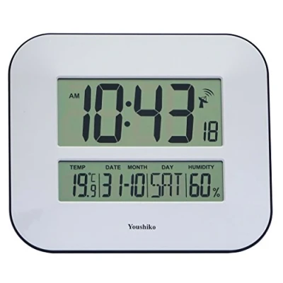 Image of Youshiko Jumbo Large LCD Radio Controlled Wall &amp; Desk Clock (UK Ireland Version) Silent Battery Operated Temperature Humidity Calendar for Home Office