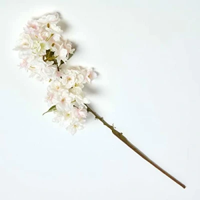 Image of HOMESCAPES Artificial Single Stem Pink Cherry Blossom 78 cm Faux Silk Flower for Bouquet or Floral Arrangement
