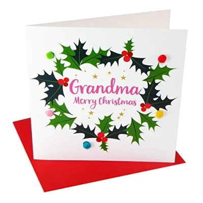 Image of Pom XP018 &quot;Grandma, Holly Wreath&quot; Christmas Card