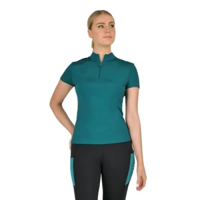 Image of Dublin Tabby Short Sleeve Riding Top, Deep Lake, Ladies L