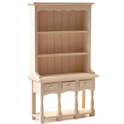 Image of Melody Jane Dolls House Welsh Dresser Unfinished Bare Wood Kitchen Dining Room Furniture
