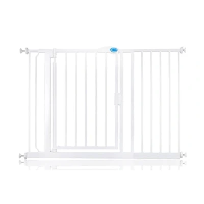 Image of Bettacare Auto Close Stair Gate, 118.2cm 125.2cm, White, Pressure Fit Safety Baby Barrier for Doors Hallways and Spaces, Easy Installation