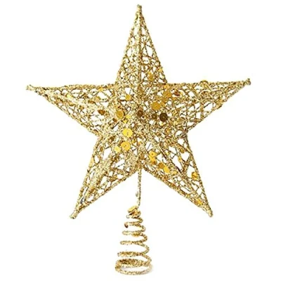 Image of Christmas Tree Topper, Wire Gold Star for Chirstmas Decoration (7.8 in)