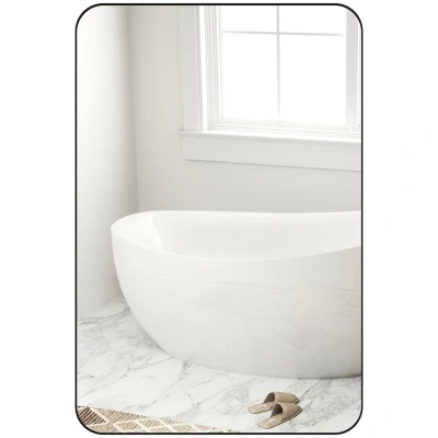 Image of HOMCOM Rectangle Bathroom Mirror, 60 x 90cm Metal Framed Wall Decorative Mirror for Bedroom, Living Room, Entryway, Black