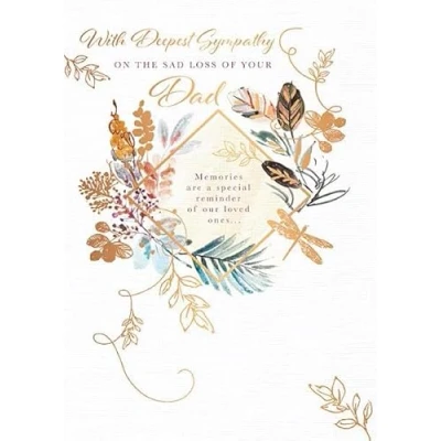 Image of Words and Wishes Loss of your Dad Sympathy Card Watercolour Flowers Foil Finish Eco Friendly Recyclable