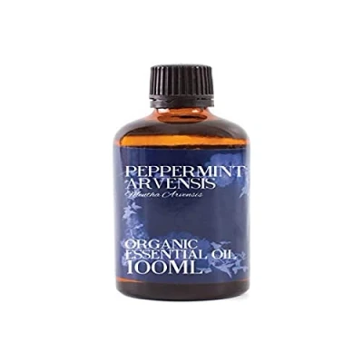 Image of Mystic Moments Organic Peppermint Arvensis Essential Oil 100ml Pure &amp; Natural for Diffusers, Aromatherapy Massage Blends Vegan GMO Free