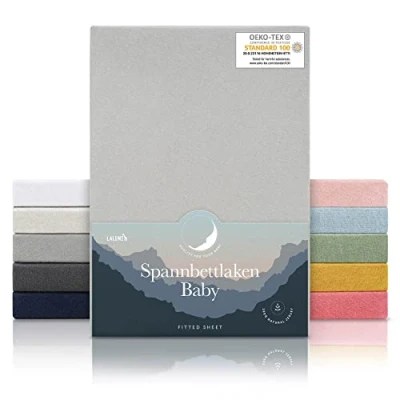 Image of Laleni Cot Bed Sheets Soft 135gsm Cotton Travel 100x100 cm, Moonlight Grey
