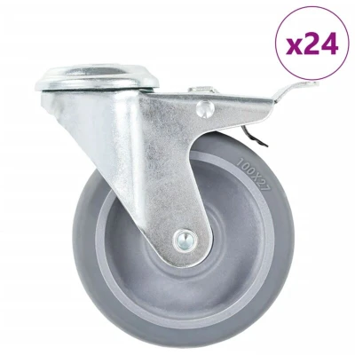 Image of vidaXL 24 pcs Bolt Hole Swivel Casters 100 mm