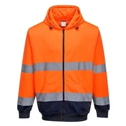 Image of Portwest Two Tone Zip Front Hoodie Orange/Navy XXL