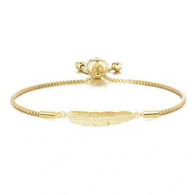 Image of Philip Jones Gold Plated Feather Friendship Bracelet Created with Zircondia® Crystals