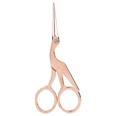 Image of Embroidery Scissors Stork Rose Gold Crane Design Bird Shears Vintage for DIY Crafting Needle Work &amp; Art