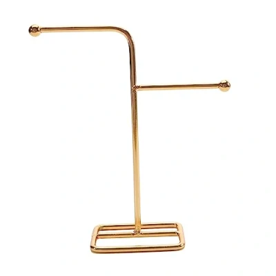 Image of WKLLK Jewelry Organizer Jewellery Stand Necklace Metal Display Earrings Holder Earring for Bracelets Rings Watches,Gold T Type