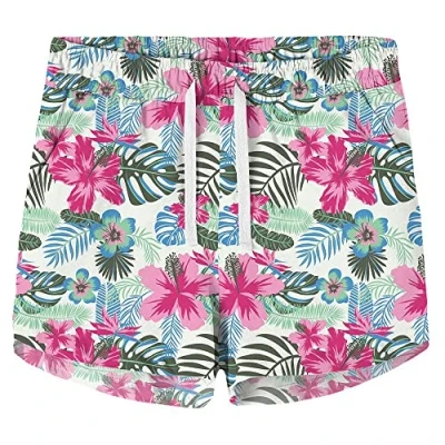 Image of NAME IT Girl&#039;s Nkfvigga F1 Noos Shorts, White Alyssum/AOP: Flower, 8 Years