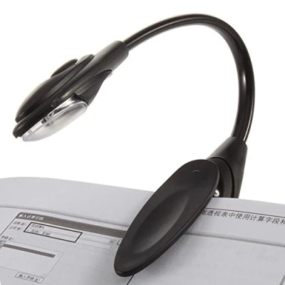 Image of Gemini_mall® Mini White LED Clip On Booklight Portable Travel Book Reading Light Lamp