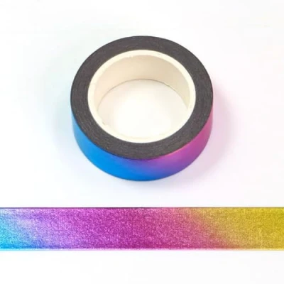 Image of Syntego Rainbow Foil Washi Tape Decorative Self Adhesive Masking 15mm x 10 Meters (Rainbow Foil)