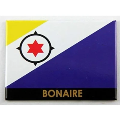 Image of Bonaire Flag Caribbean Fridge Collector&#039;s Souvenir Magnet 2.5&quot; X 3.5&quot;