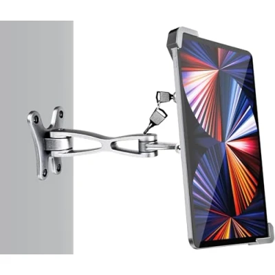Image of Tablet Wall Holder Mount with Anti Theft Security Lock and Key, Articulating Arm Stand for Kiosk, POS, Store iPad Pro Air Mini, Galaxy Tabs, Surface, More 7 11&quot; Tablets