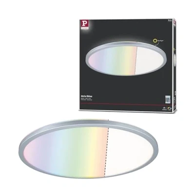 Image of Paulmann Atria Shine 71019 LED Panel 420 mm Round Including 1 x 20 W Dimmable RGBW Colour Control Chrome Matt Light Plastic Ceiling