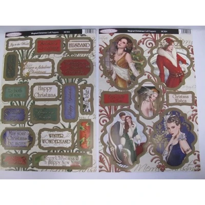 Image of 10 pc pk Luxury Debbi Moore Magical Christmas Die Cut Toppers &amp; Sentiments AM151