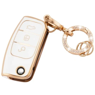 Image of Koaudb Car Key Cover Cases Keychain Compatible with Ford 3 Button Focus Fiesta Galaxy Kuga C Max S Mondeo MK4 Flip Folding Fob (R Frd 3F W)