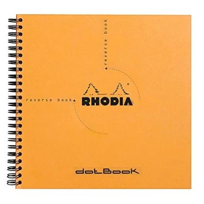 Image of RHODIA 193638C Spiral Notebook (Full Binding) Reverse Book Orange 21x21 cm Dotted Dot 160 Detachable Pages 80g Clairefontaine Paper Soft and Resistant Cover Classic