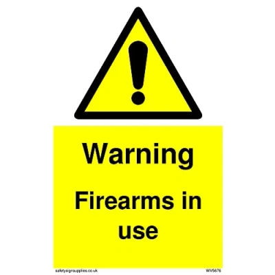 Image of Pack of five Warning Firearms in use Sign 100x150mm A6P