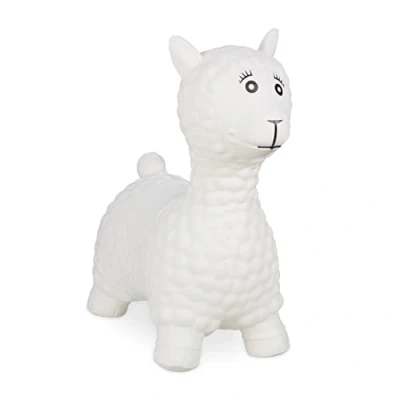 Image of Relaxdays Bouncing Hopper Llama, Incl. Pump, for Children from 3 Years, BPA Free, Inflatable Toy, 53x49x21 cm, White, 100% plastic