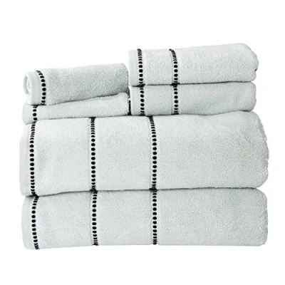 Image of Lavish Home Luxury Cotton Towel Set Quick Dry, Zero Twist and Soft 6 Piece With 2 Bath Towels, Hand Towels Washcloths (Seafoam/Black)