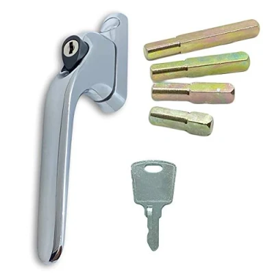 Image of Chrome UPVC Universal Inline Window Handle Double Glazing Espag Lock Smart Spindle