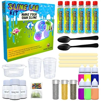 Image of Desire Deluxe Slime Making Kit DIY Factory Complete Games Set Toys Science for Kids Age 4 5 6 7 8 9 Year Old Lab Activator Ingredient Educational Learning Activity Toy Boys and Girls Present