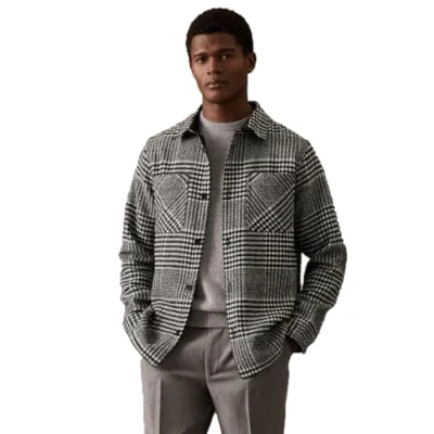 Image of Autograph Mens Wool Blend Overshirt Black/White Check Size Medium