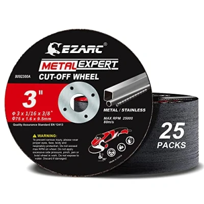 Image of EZARC Metal Cutting Discs 25 Pack, 75mm Angle Grinder Discs, 1.6mm Thin &amp; Stainless Steel Cut Off Wheel for