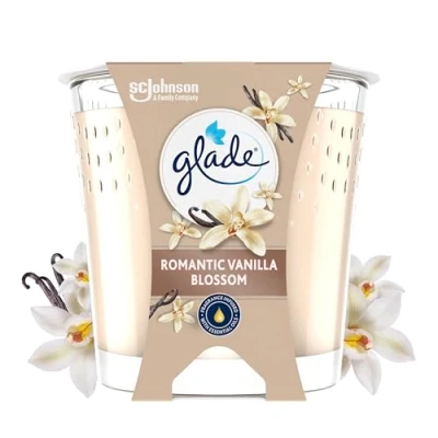 Image of Glade Romantic Vanilla Blossom Scented Candle Enriched with Essential Oils Vegan 30 Hour Fragrance 1