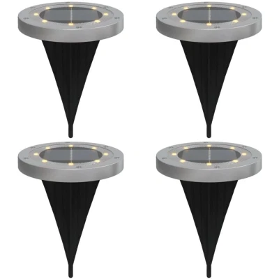 Image of vidaXL Solar Ground Lights with Spike 4pcs Warm White Light Path Spotlight