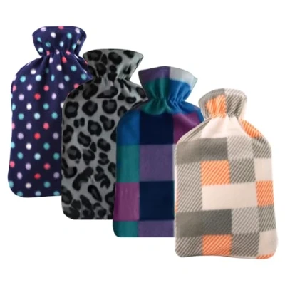 Image of ZOPPER Hot Water Bottle 2 Liter with Soft Fleece Cover Natural Rubber Bag for Back Pain, Neck and Shoulder, Period Cramps Pain Relief, Secure &amp; Leakproof Heating Pads (Assorted Colours)