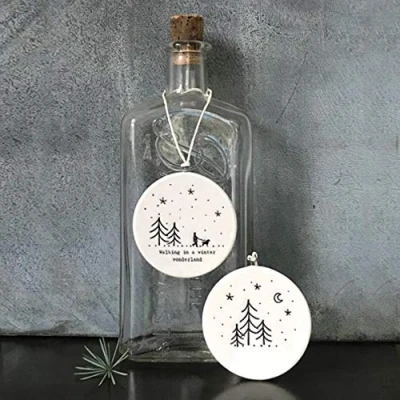 Image of East of India: Flat porcelain bauble Winter Wonderland