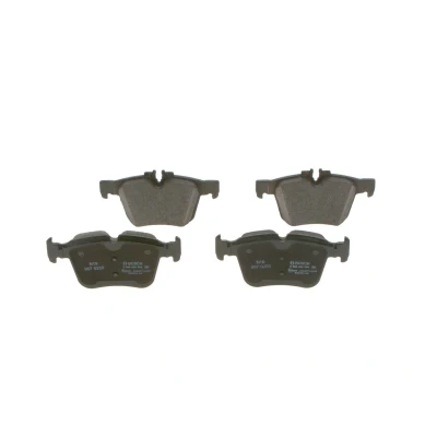 Image of 2535325354, BP1767, E990R02A08714230 Brake pad set BOSCH 0 986 495 394 Low Metallic with anti squeak plate, piston clip
