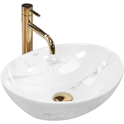 Image of REA U6605 Bathroom Sink Made of Ceramic Imitation U6605, Stone, Sofia Nature Marble 41 x 34,5 cm