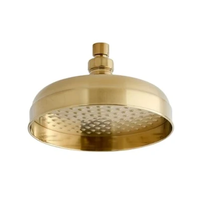 Image of Milano Elizabeth Traditional 205mm Round Apron Rainfall Shower Head Brushed Brass