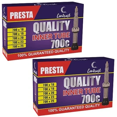 Image of Contrast 700 x 18 25c Road Bike Inner Tubes 40mm Presta Valve (Pair)