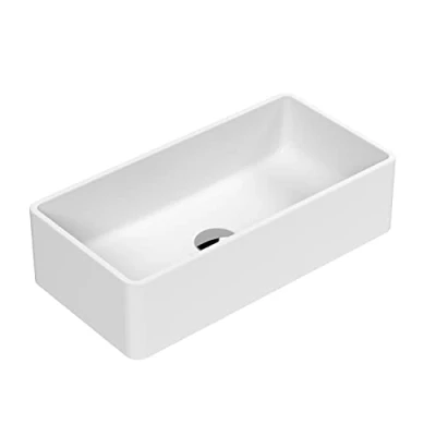 Image of nuie NBV280 Luxe Vessel Modern Bathroom Rectangular Countertop Basin Sink, 120 x 465 235mm, Matt White