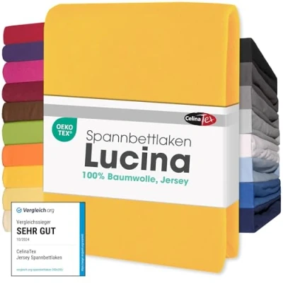 Image of CelinaTex Lucina Fitted Sheet Cotton 140x200 160x200 cm corn yellow