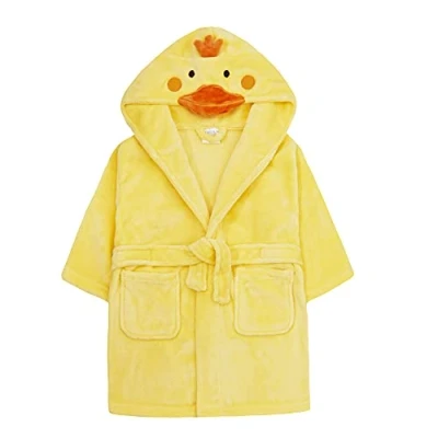Image of Metzuyan Girls Childrens Plush Fleece Duck Novelty Dressing Gown Robe Hooded Size 3 4 Years