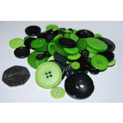 Image of celloexpress Pack of 50g Black &amp; Green Buttons Mixed Sizes Various for Sewing and Crafting