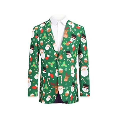 Image of Dobell Mens Green Santa &amp; Friends Christmas Jacket Regular Fit XL